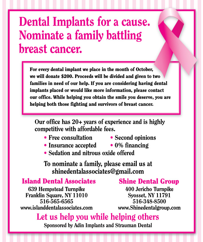 Get dental implants and help families battling breast cancer