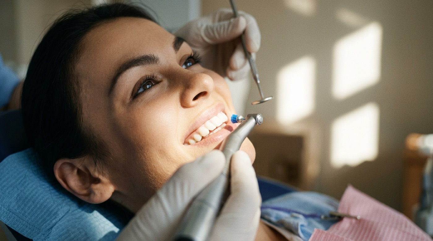 Professional cleaning around dental implants