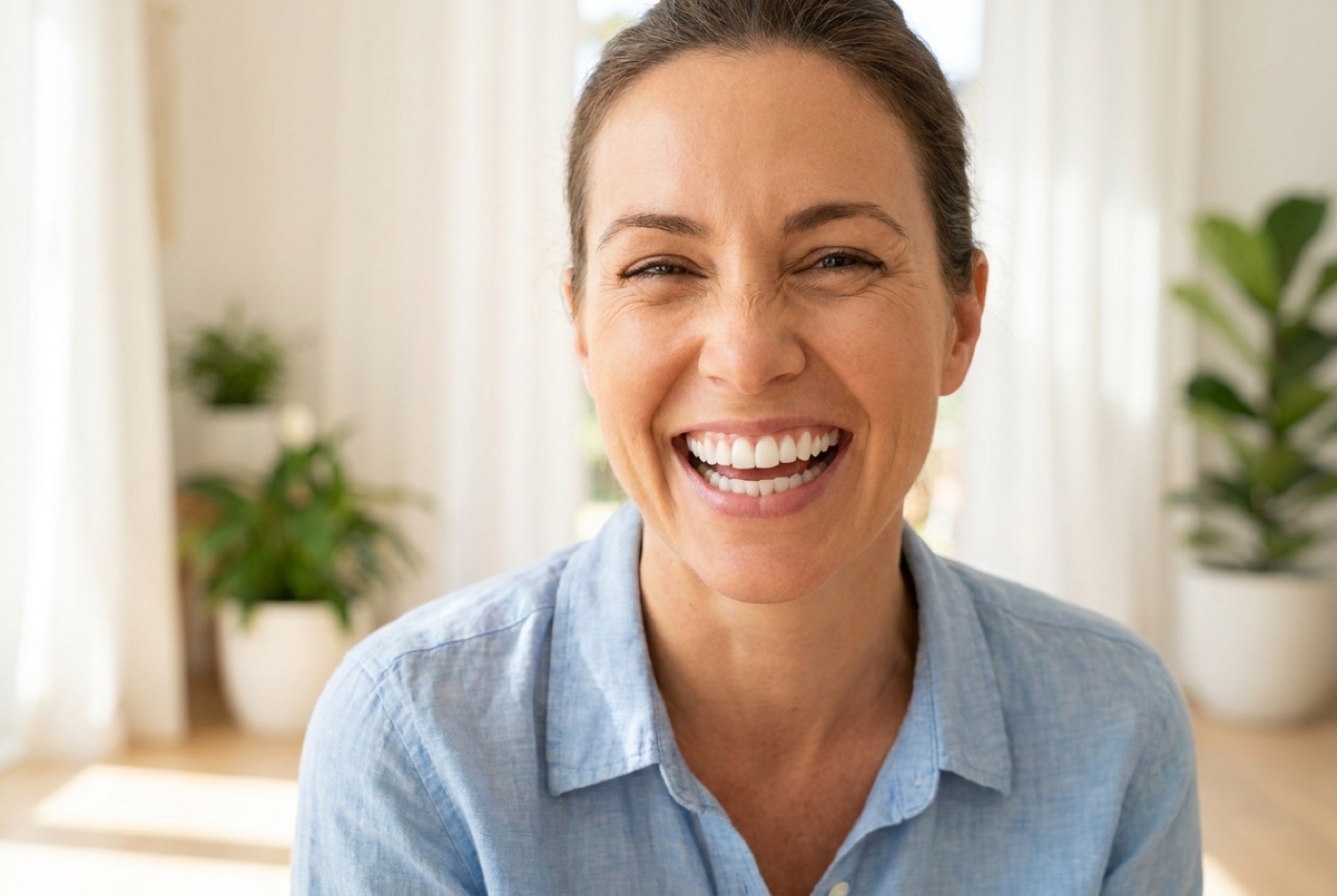 Bright white smile after professional whitening