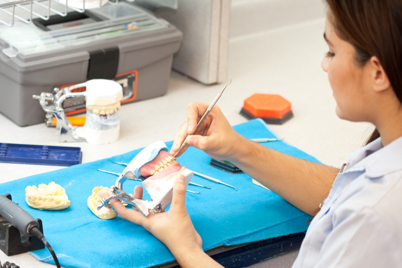 Denture being crafted in the Island Dental on-site lab