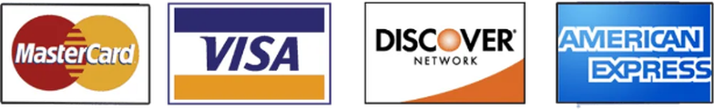 Visa, Mastercard, Discover, American Express accepted
