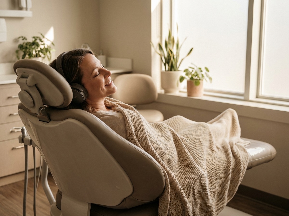 Relaxed patient during nitrous oxide sedation