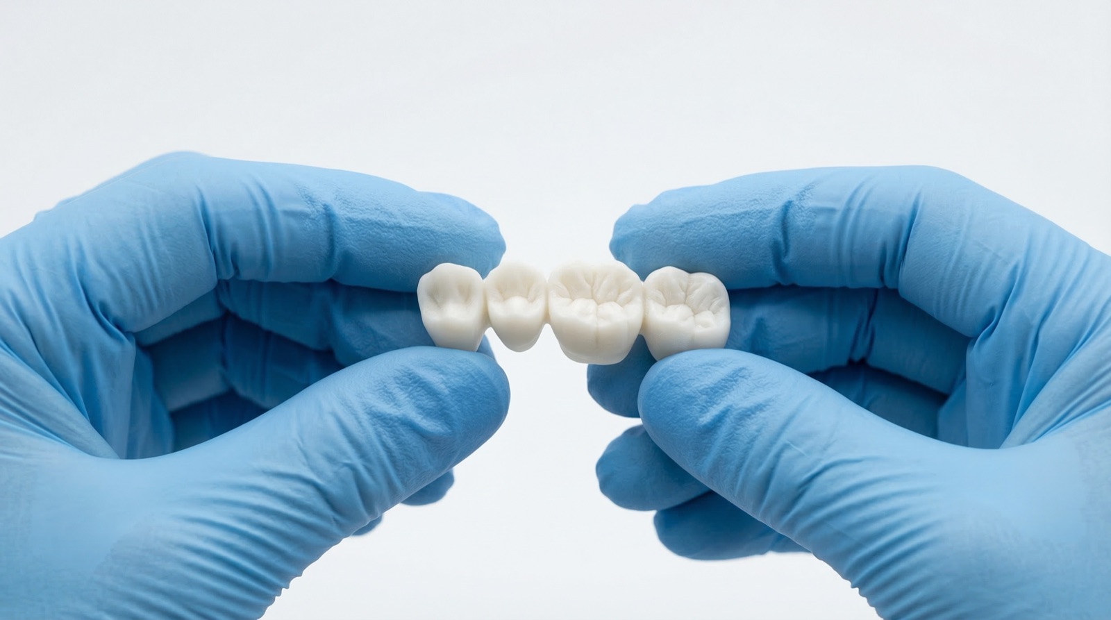 Ceramic crowns prepared for a dental bridge