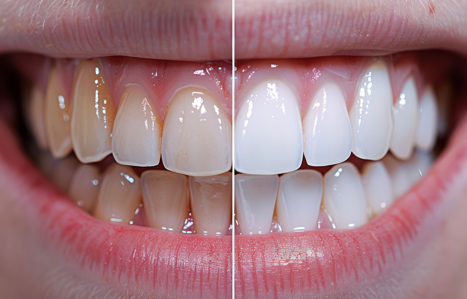 Before and after porcelain veneers