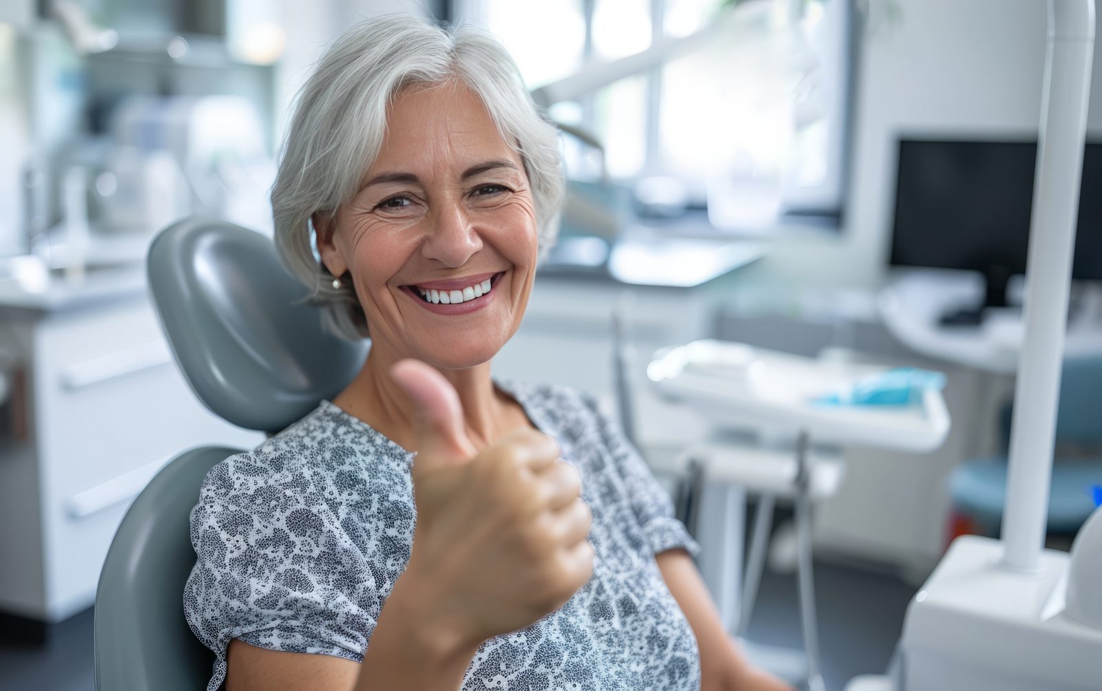 Patient smiling with immediate same-day dentures